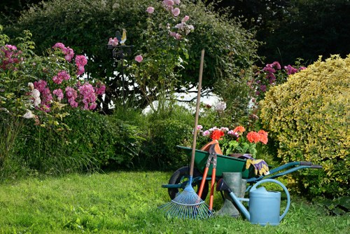 A trimmed lawn in a Blackfriars garden with tidy borders